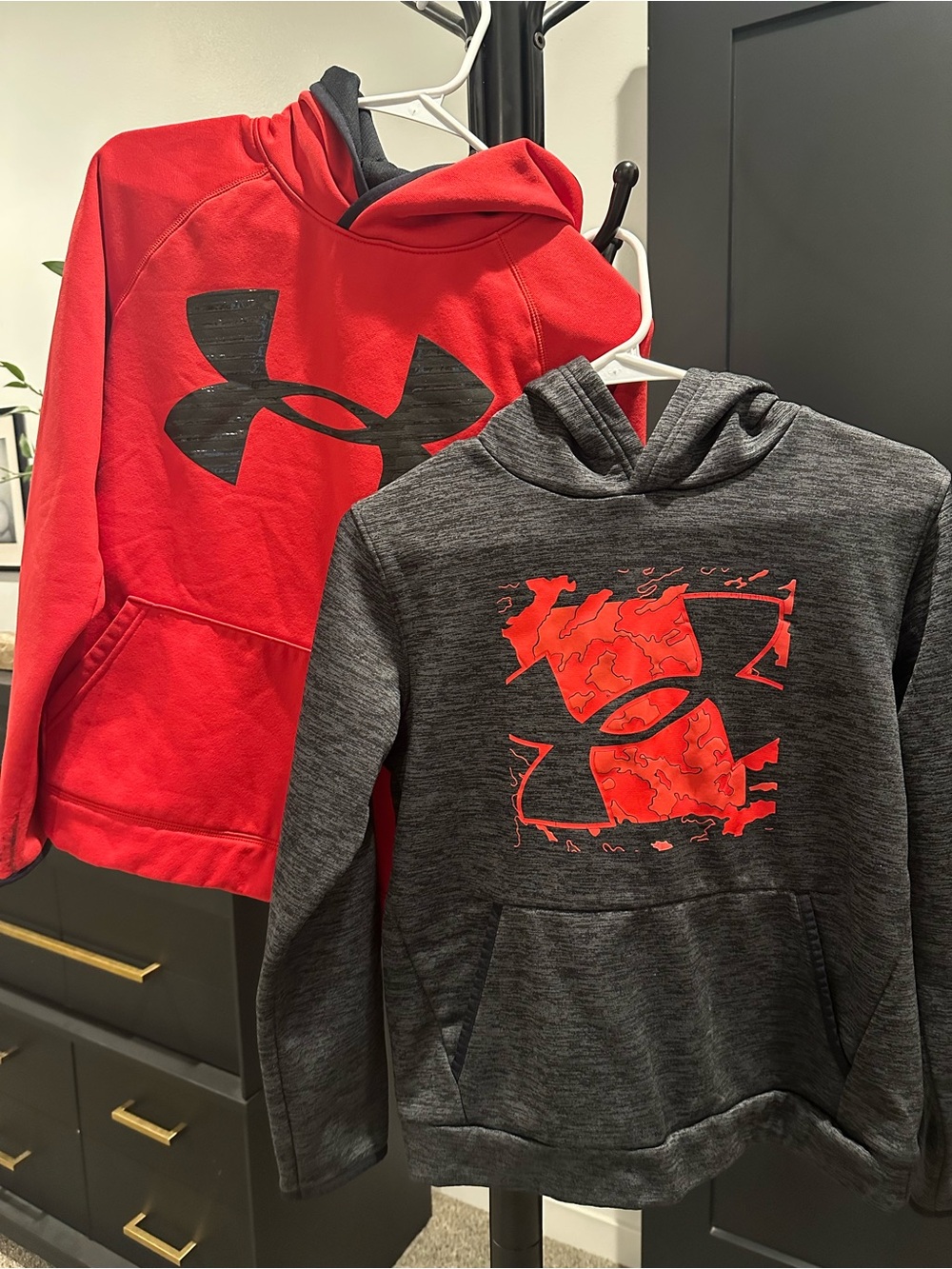Under Armour Kids Hoodies in Red and Charcoal Gray